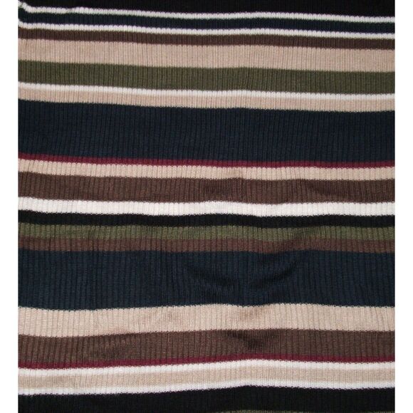 Multicolored Striped Sz Medium Petite Short Sleeve Mock Neck Sweater SAG HARBOR - Picture 2 of 2